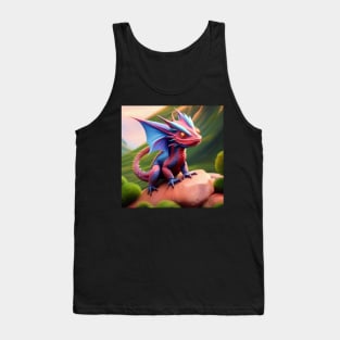 Baby Pink and Purple Dragon on a Rock Tank Top